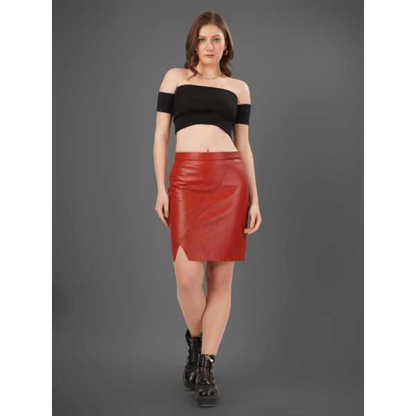 Crimson Edge Leather Skirt