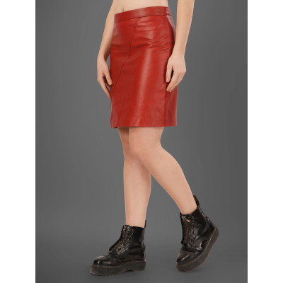 Crimson Edge Leather Skirt – Bold, Confident, Sleek, Bold & Elegant
