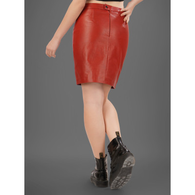 Crimson Edge Leather Skirt – Bold, Confident, Sleek, Bold & Elegant