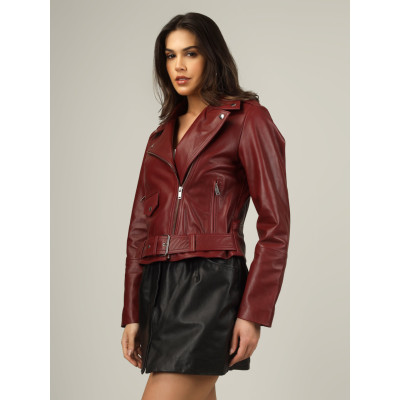 Women’s Wine Luxe Moto Jacket – Stylish & Luxurious, Bold & Premium Quality