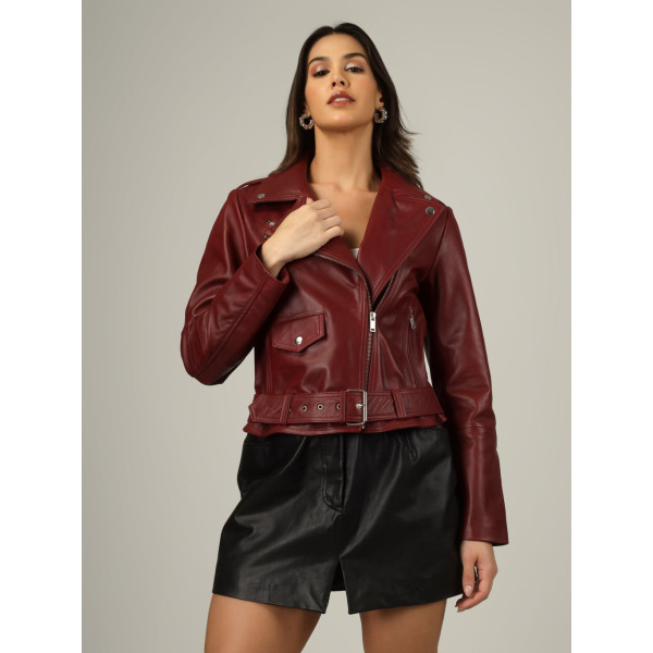 Wine Luxe Moto Jacket