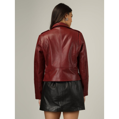 Women’s Wine Luxe Moto Jacket – Stylish & Luxurious, Bold & Premium Quality
