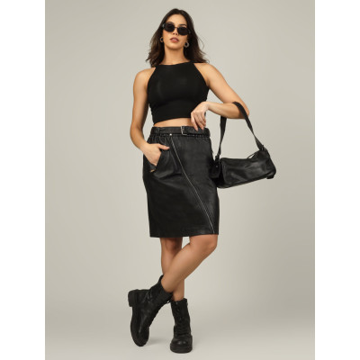 Velora Belted Leather Skirt – Chic, Bold & Stylish | Elegant, Modern & Confident