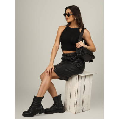 Velora Belted Leather Skirt – Chic, Bold & Stylish | Elegant, Modern & Confident