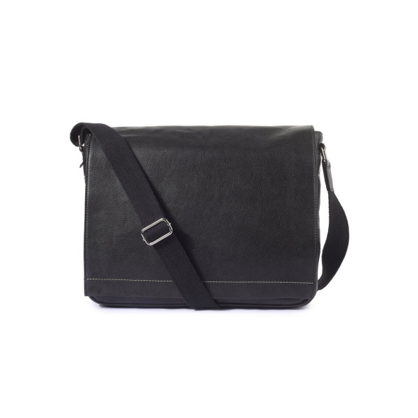 Black Leather Crossbody Laptop Bag