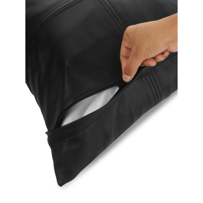"Noir Luxe" Genuine Leather Cushion Cover