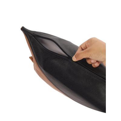"Split Edge" Two-Tone Leather Cushion Cover