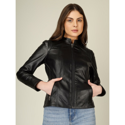 Katrina Full-Grain Leather Jacket–Modern Style, Classic Comfort, Chic & Timeless