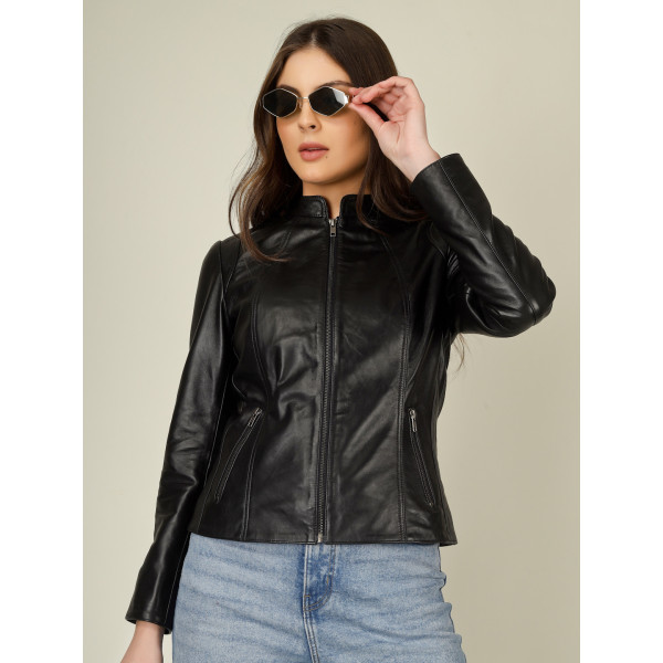 Katrina Full-Grain Lamb Leather Jacket