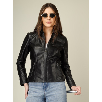 Katrina Full-Grain Leather Jacket–Modern Style, Classic Comfort, Chic & Timeless