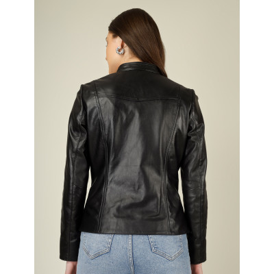 Katrina Full-Grain Leather Jacket–Modern Style, Classic Comfort, Chic & Timeless
