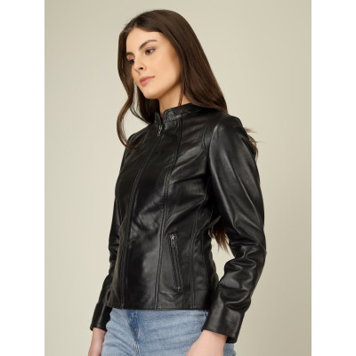 Katrina Full-Grain Leather Jacket–Modern Style, Classic Comfort, Chic & Timeless