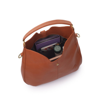 Bannhuff London Verona Leather Hobo Bag | Premium Cognac Leather Handbag