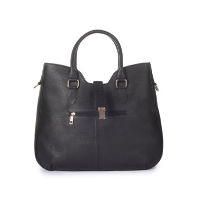 Bannhuff London Milano Leather Tote Bag | Premium Black Leather Handbag for Women