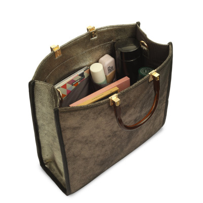 Bannhuff London Metallic Gold Handbag | Elegant Women's Structured Tote Bag