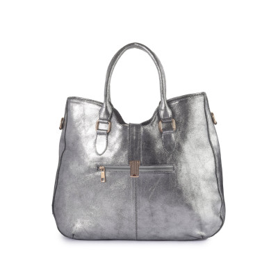 Silver Aura Convertible Handbag – Elegant Metallic Crossbody & Tote