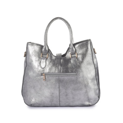 Silver Aura Convertible Handbag – Elegant Metallic Crossbody & Tote