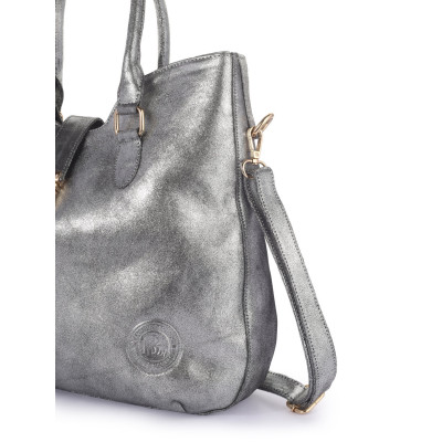 Silver Aura Convertible Handbag – Elegant Metallic Crossbody & Tote