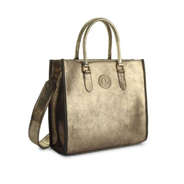 Golden Luxe Structured Tote Bag