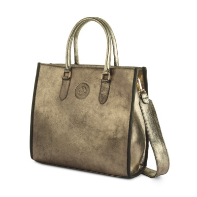 Golden Luxe Structured Tote Bag – Metallic Gold Handbag for Women