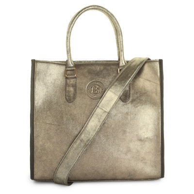 Golden Luxe Structured Tote Bag – Metallic Gold Handbag for Women