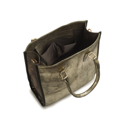 Golden Luxe Structured Tote Bag – Metallic Gold Handbag for Women