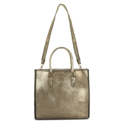Golden Luxe Structured Tote Bag – Metallic Gold Handbag for Women