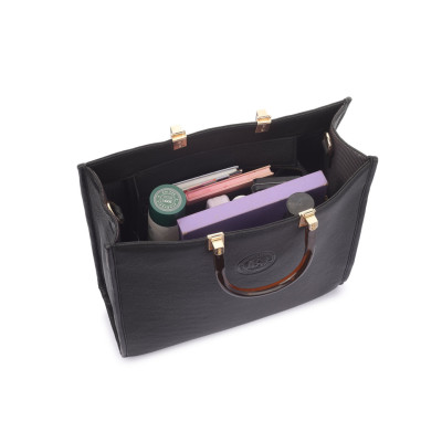 Midnight Elegance Black Structured Tote Bag – Stylish Women's Handbag