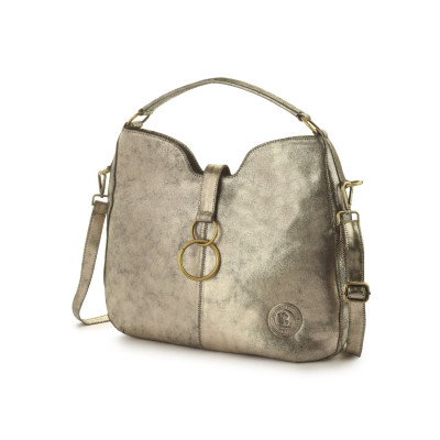 Bannhuff London Celeste Ring Hobo – Metallic Gold Designer Handbag