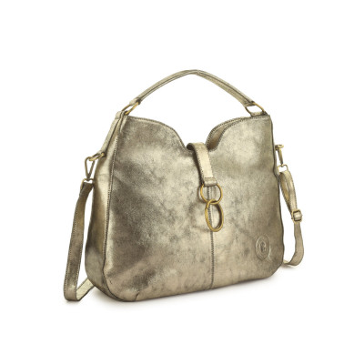 Bannhuff London Celeste Ring Hobo – Metallic Gold Designer Handbag