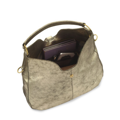 Bannhuff London Celeste Ring Hobo – Metallic Gold Designer Handbag