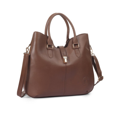 Bannhuff London Kensington Lock Satchel – Classic Brown Designer Handbag