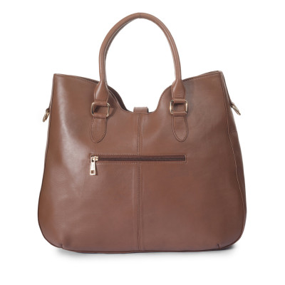 Bannhuff London Kensington Lock Satchel – Classic Brown Designer Handbag