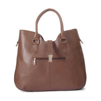 Bannhuff London Kensington Lock Satchel – Classic Brown Designer Handbag