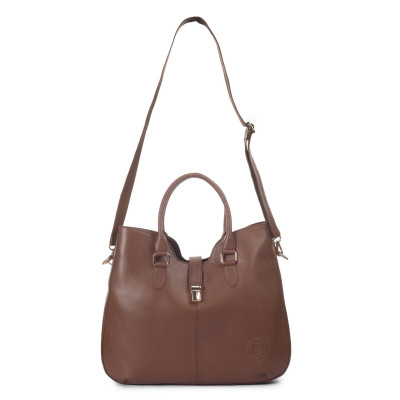 Bannhuff London Kensington Lock Satchel – Classic Brown Designer Handbag