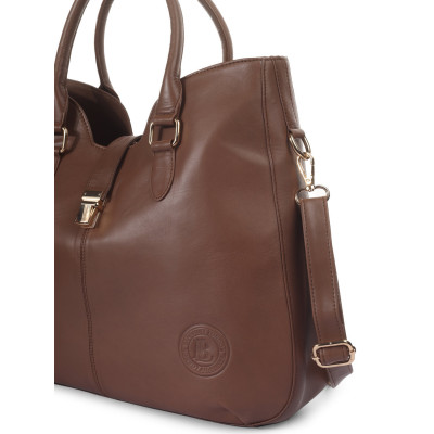 Bannhuff London Kensington Lock Satchel – Classic Brown Designer Handbag