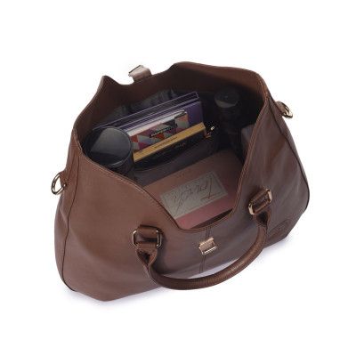 Bannhuff London Kensington Lock Satchel – Classic Brown Designer Handbag