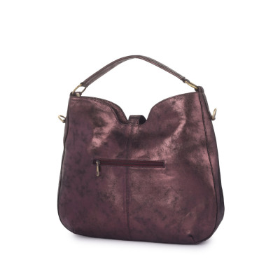 Bannhuff London Velvet Ember Ring Hobo – Metallic Burgundy Designer Handbag