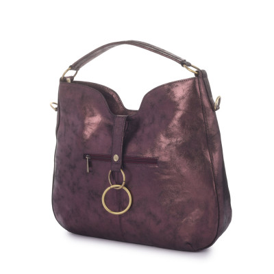 Bannhuff London Velvet Ember Ring Hobo – Metallic Burgundy Designer Handbag