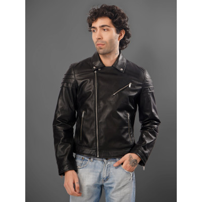 Men’s Black Leather Biker Jacket | Premium Fit | Classic Moto Style Men’s Black Leather Biker Jacket | Premium Fit | Classic Moto Style