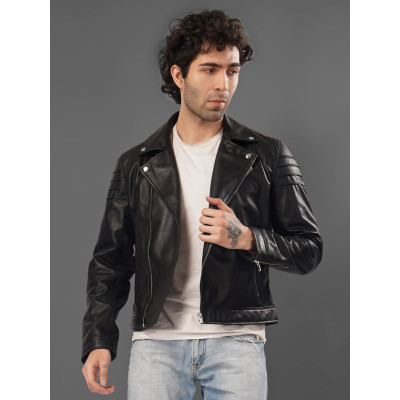 Men’s Black Leather Biker Jacket | Premium Fit | Classic Moto Style Men’s Black Leather Biker Jacket | Premium Fit | Classic Moto Style